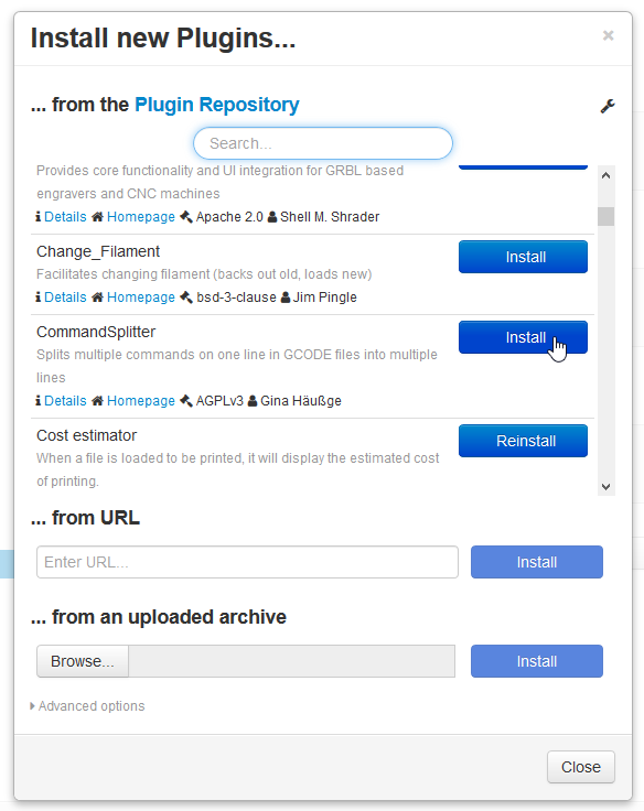 Install plugin from repository