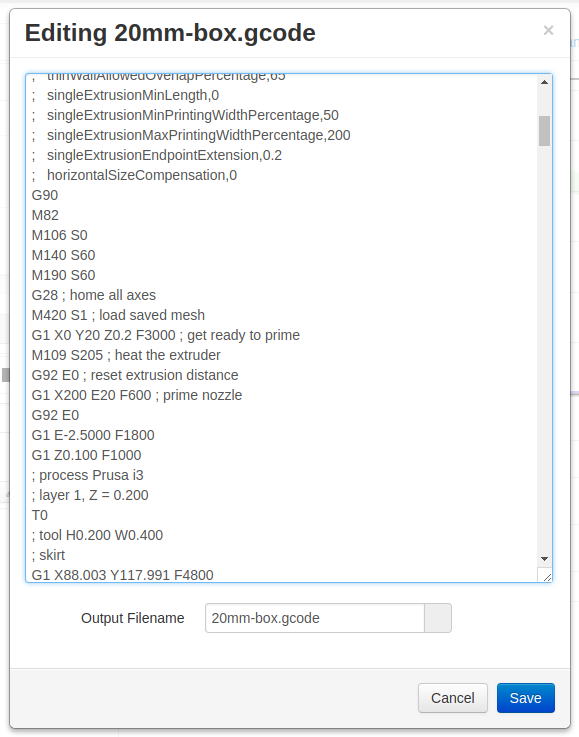 G Code Editor in Octoprint - GCode red underlines - General - OctoPrint  Community Forum