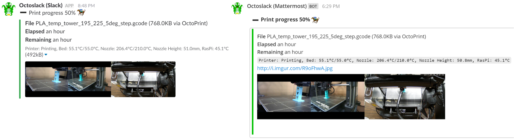 Slack/Mattermost - Print progress