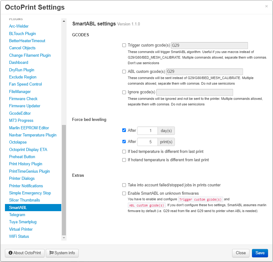 Screenshot of SmartABL settings panel