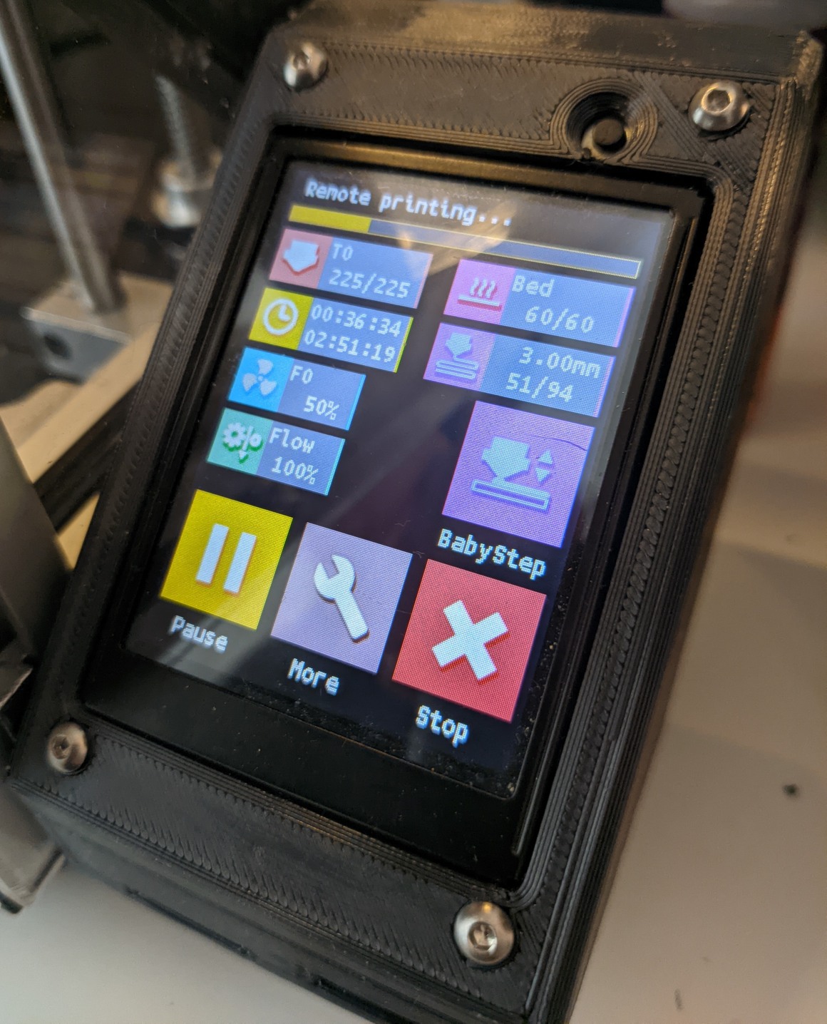 BTT TFT Touchscreen during an OctoPrint
print