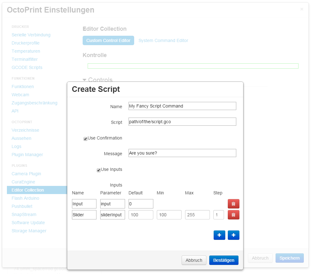 Custom Controls — OctoPrint master documentation