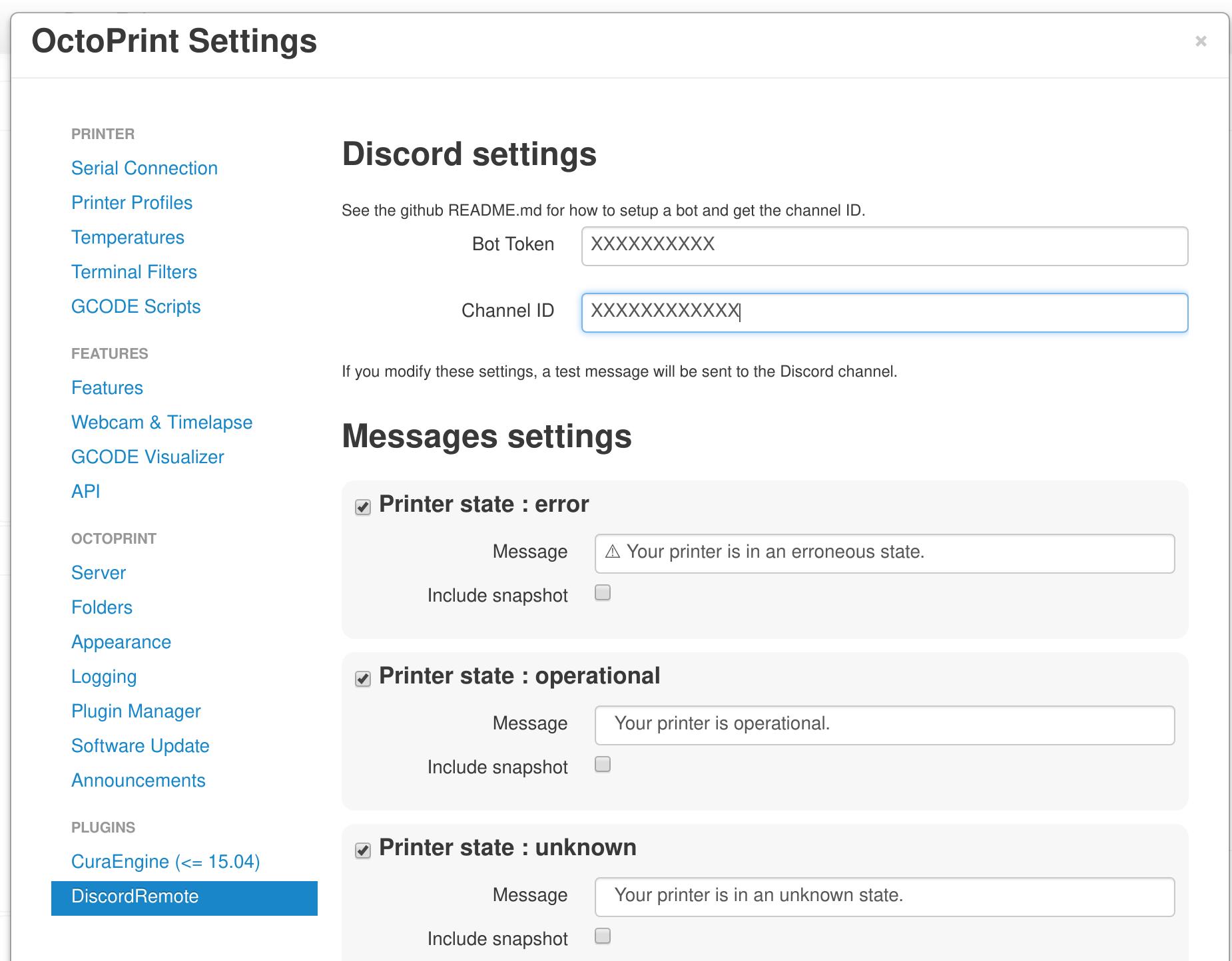 Customize the text Octorant sends to your channel
