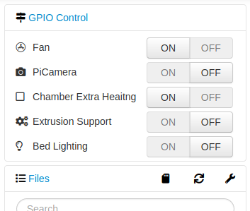GPIO Control sidebar