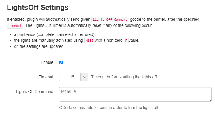 Screenshot of LightsOut settings