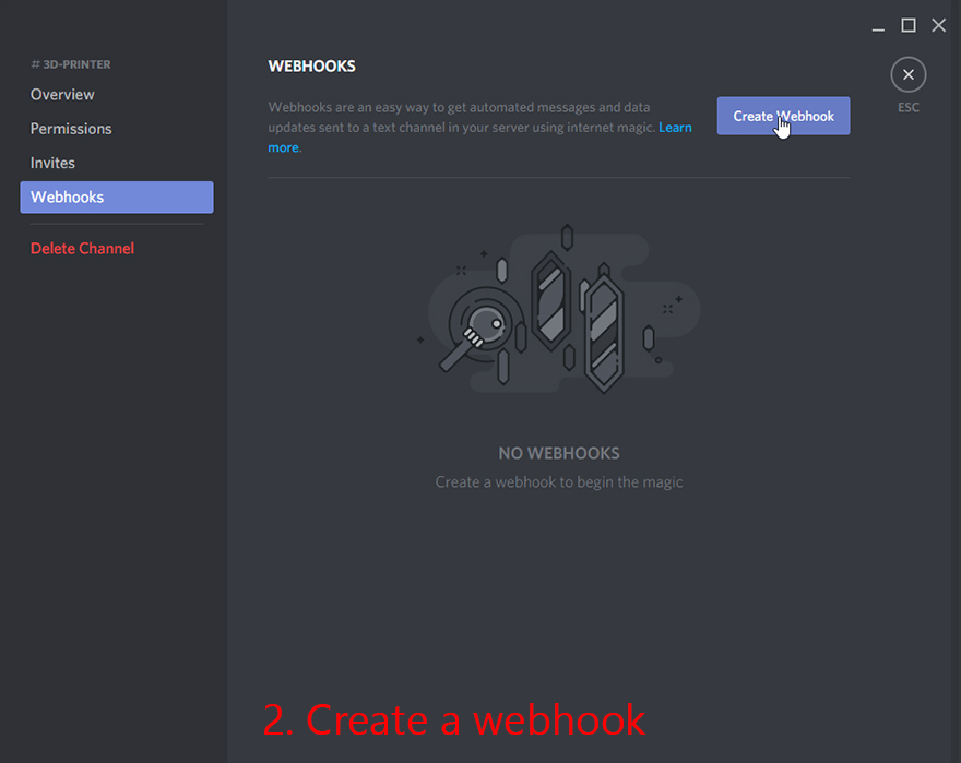 Under "Webhooks", click "Create Webhook"