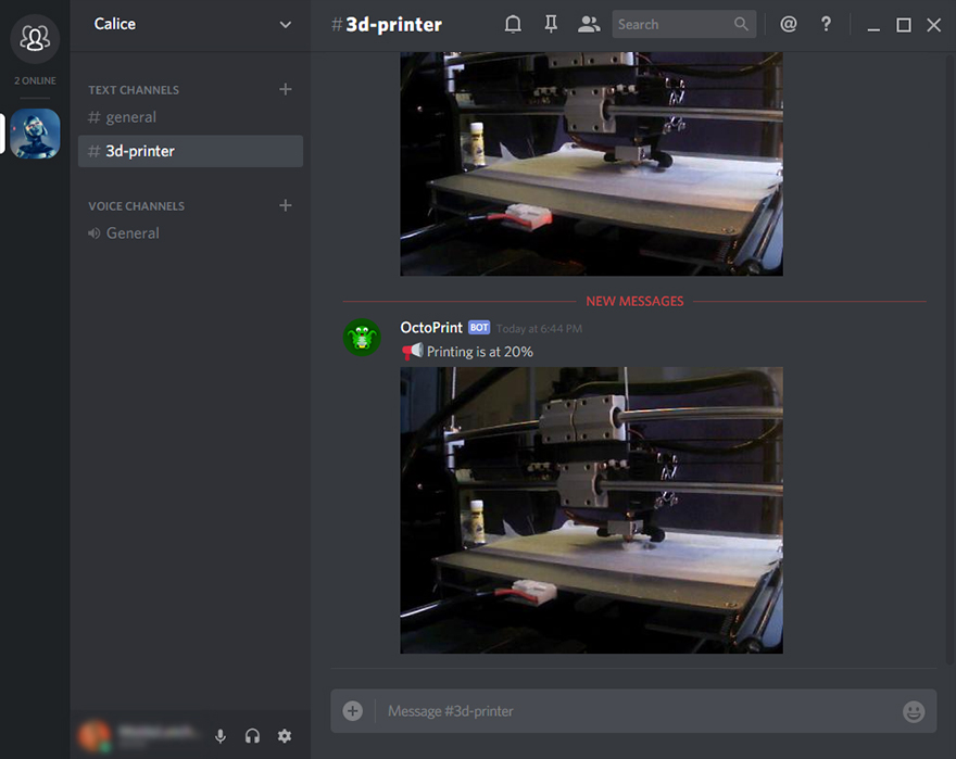 Receive octoprint's events on your Discord channel