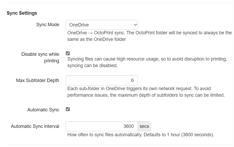 Sync settings