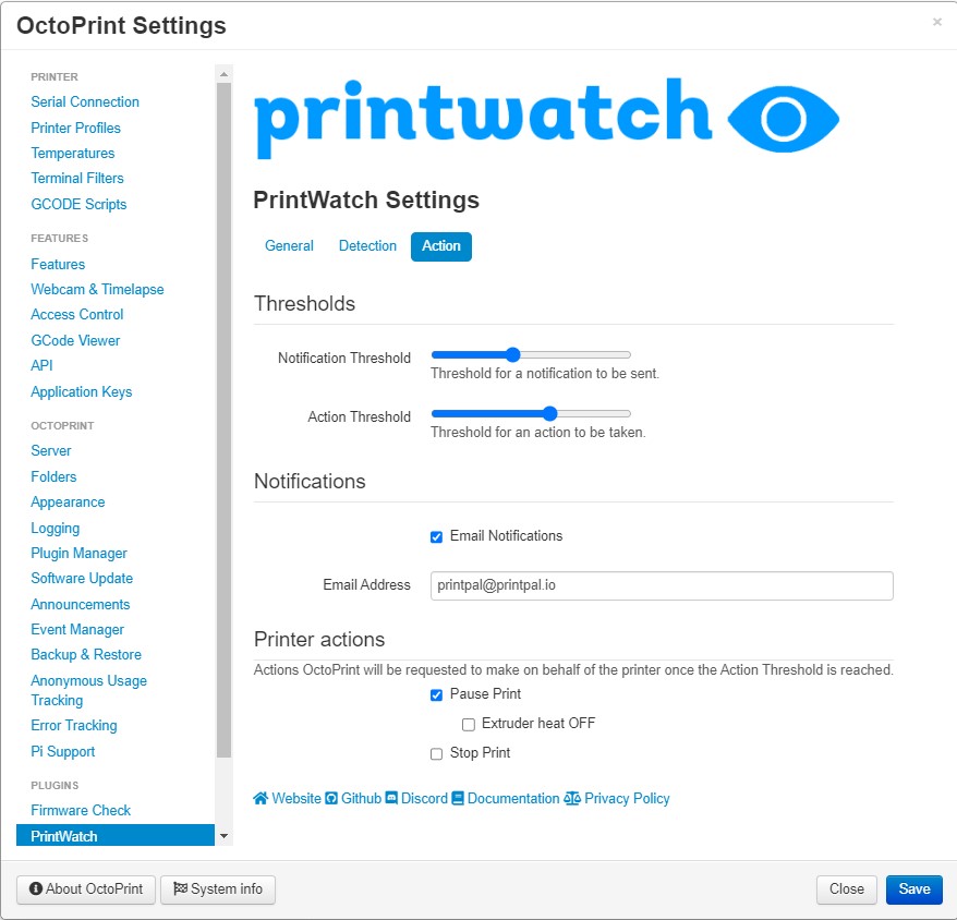 Configurable settings allow you to customize how PrintWatch works for you.