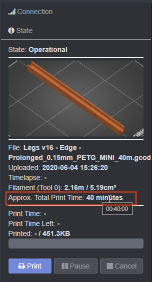 Approximate Total Print Time