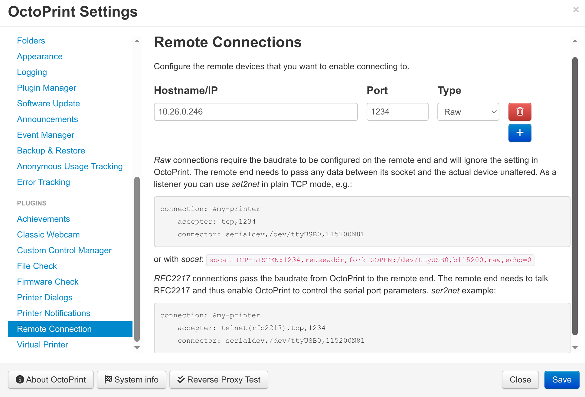 Remote Connection Settings Remote Connection Settings