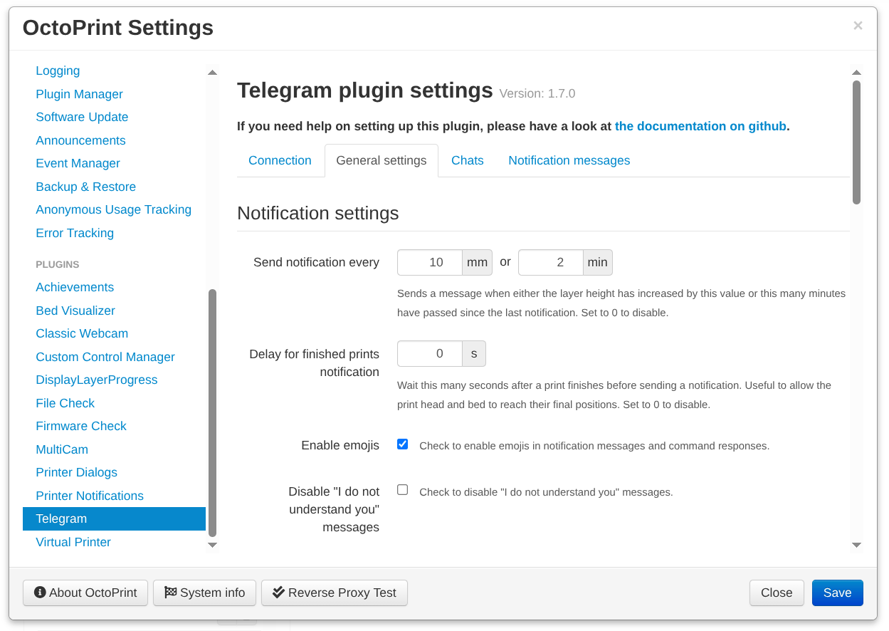 Screenshot of the "General settings" tab in plugin settings Screenshot of the "General settings" tab in plugin settings